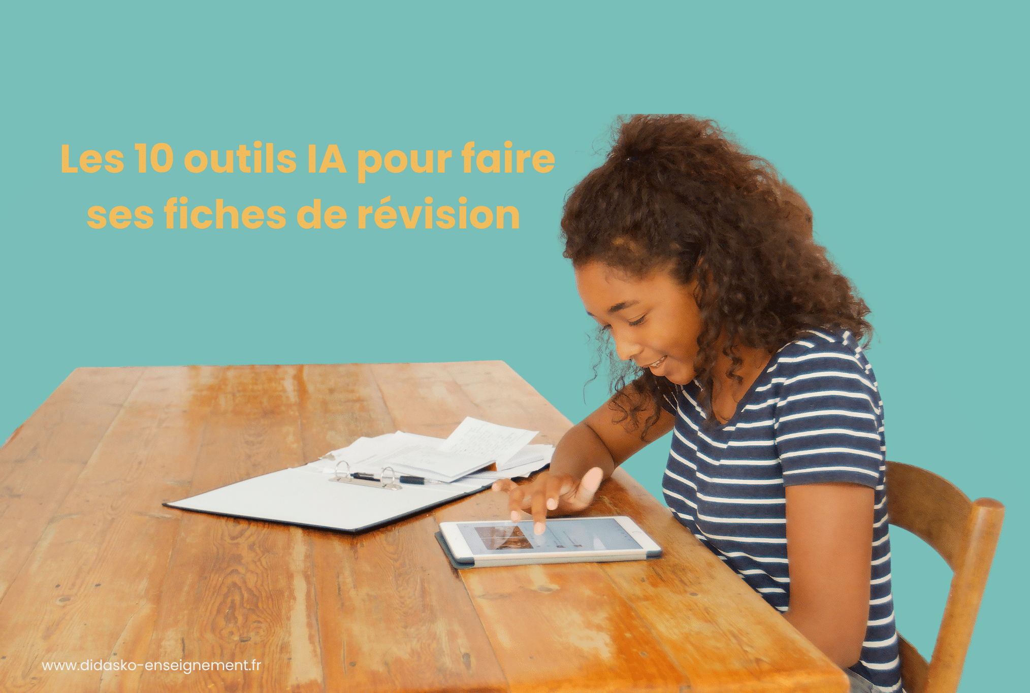 Une élève fait ses fiches de révisions avec l'IA